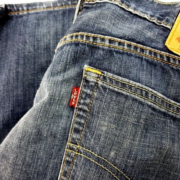 Levi's 505 Straight Regular Fit Blue Jeans 34/31 Enzyme Stone Wash Mid Rise‎ - Picture 3 of 8